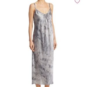 Vince watercolor marble shirred silk dress